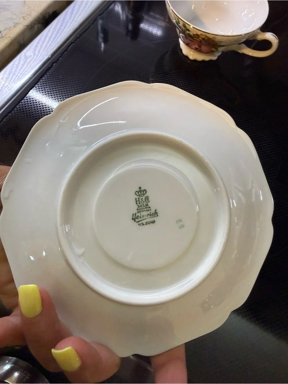 Fine Bone China Tea Cup and Saucer Set in Floral White with Gold Trim
